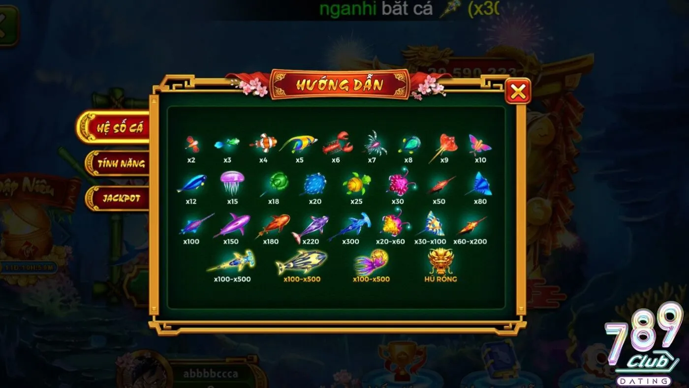 Luật chơi bắn cá tại789club
